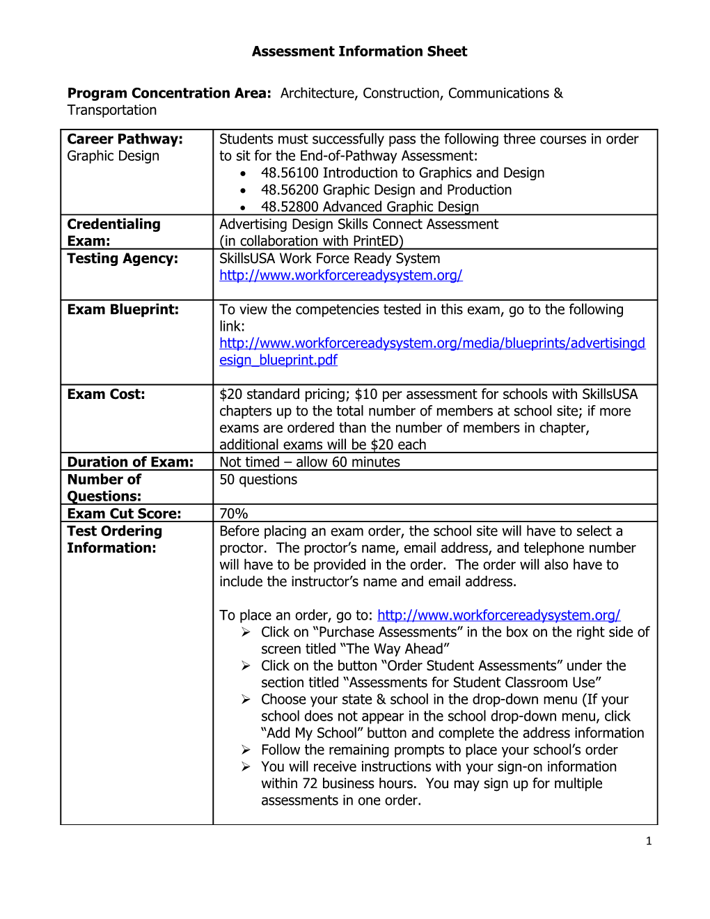 Program Concentration Area: Architecture, Construction, Communications & Transportation s1