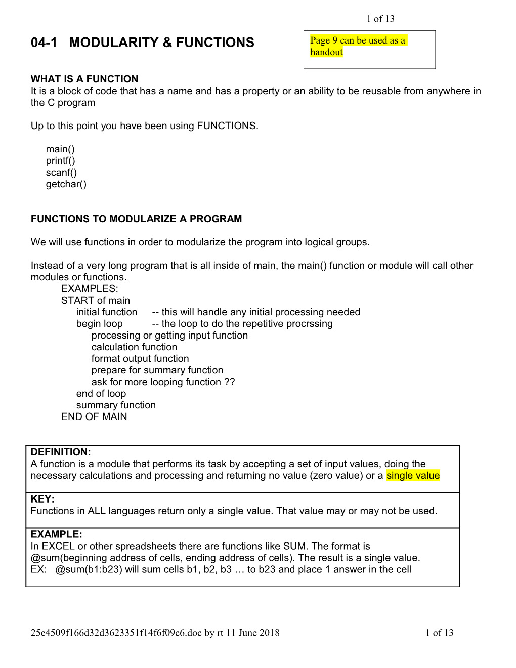 04-1 Modularity & Functions