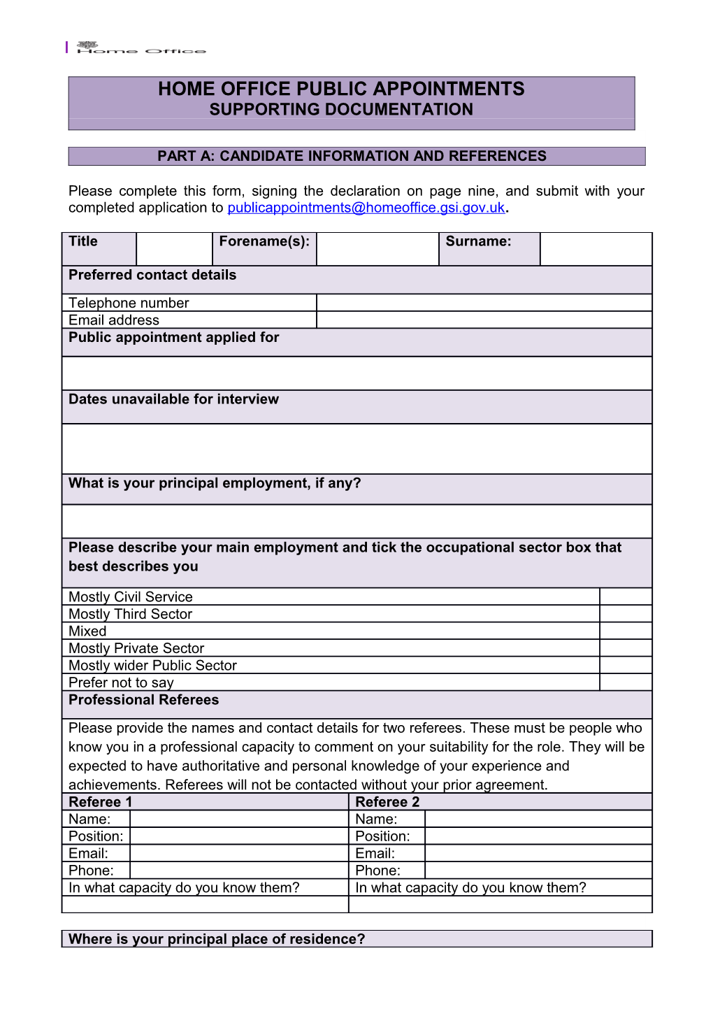 Home Office Public Appointments