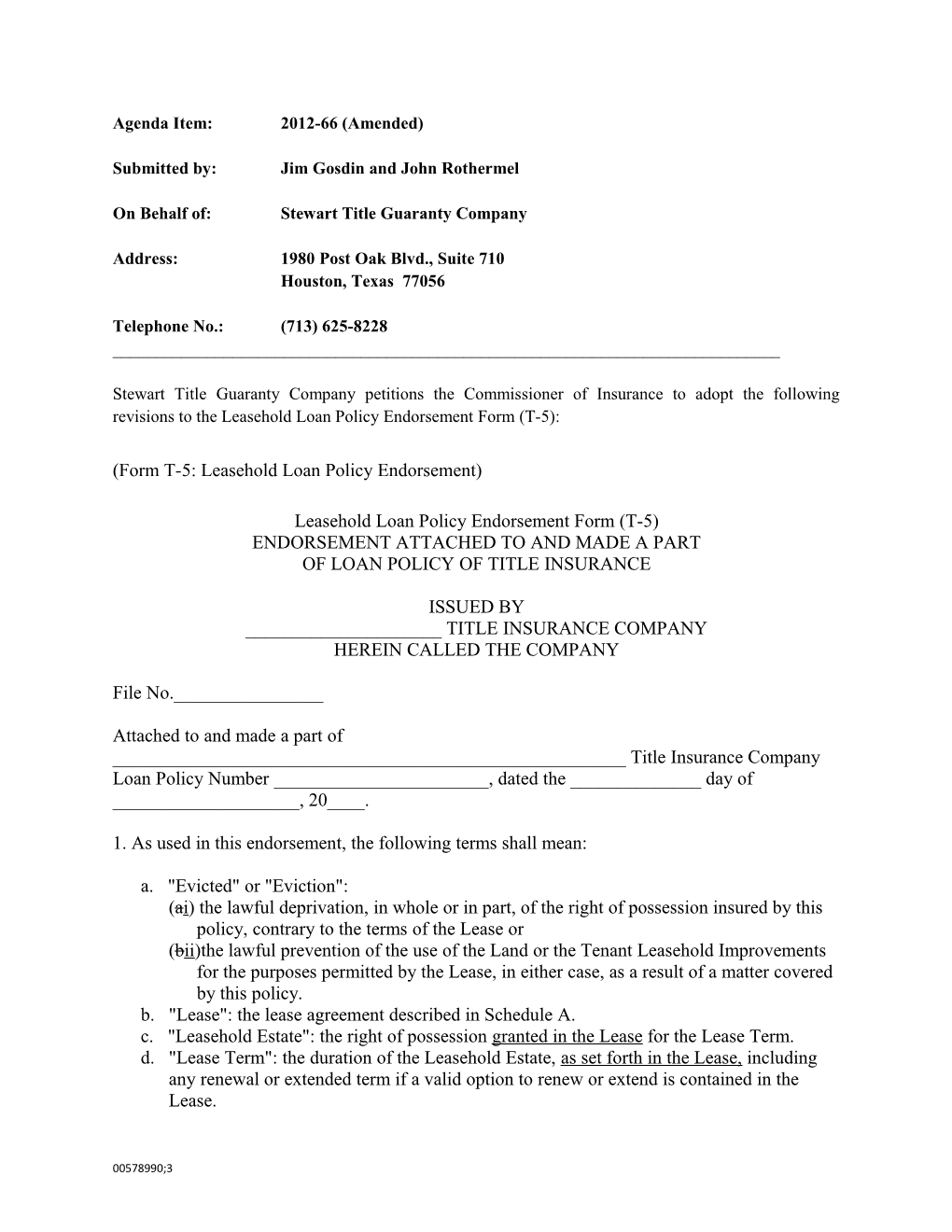 STGC Agenda Item 2012-66 Amendment to T-5 (Amended) (00578990-3)