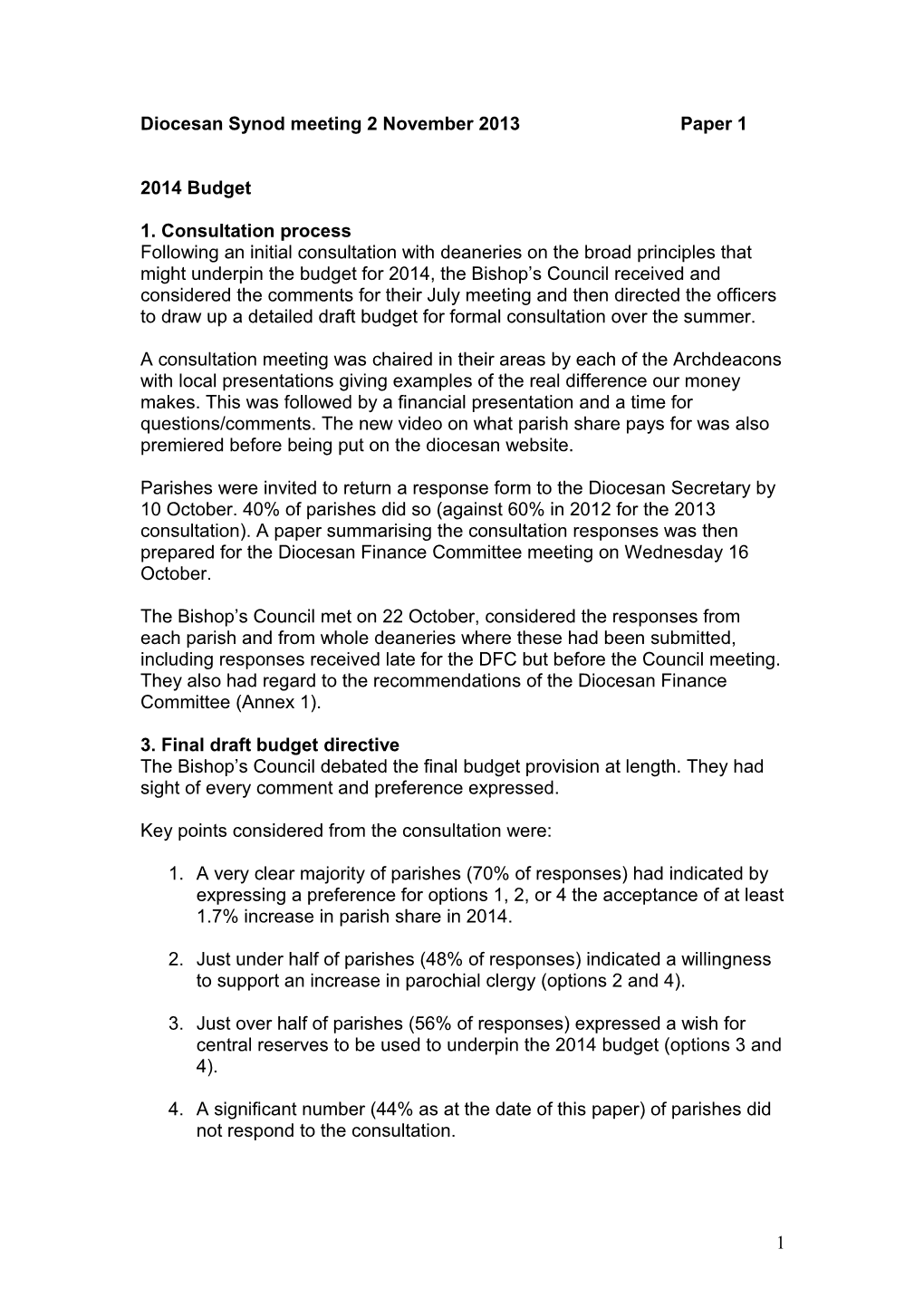 Bishop S Council Meeting 22 October 2013 Paper 4