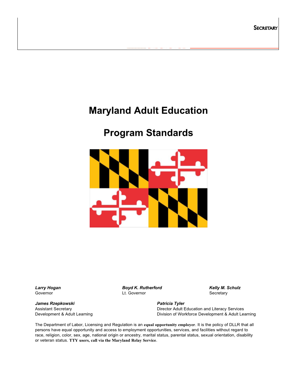 Maryland Adult Education Program Standards
