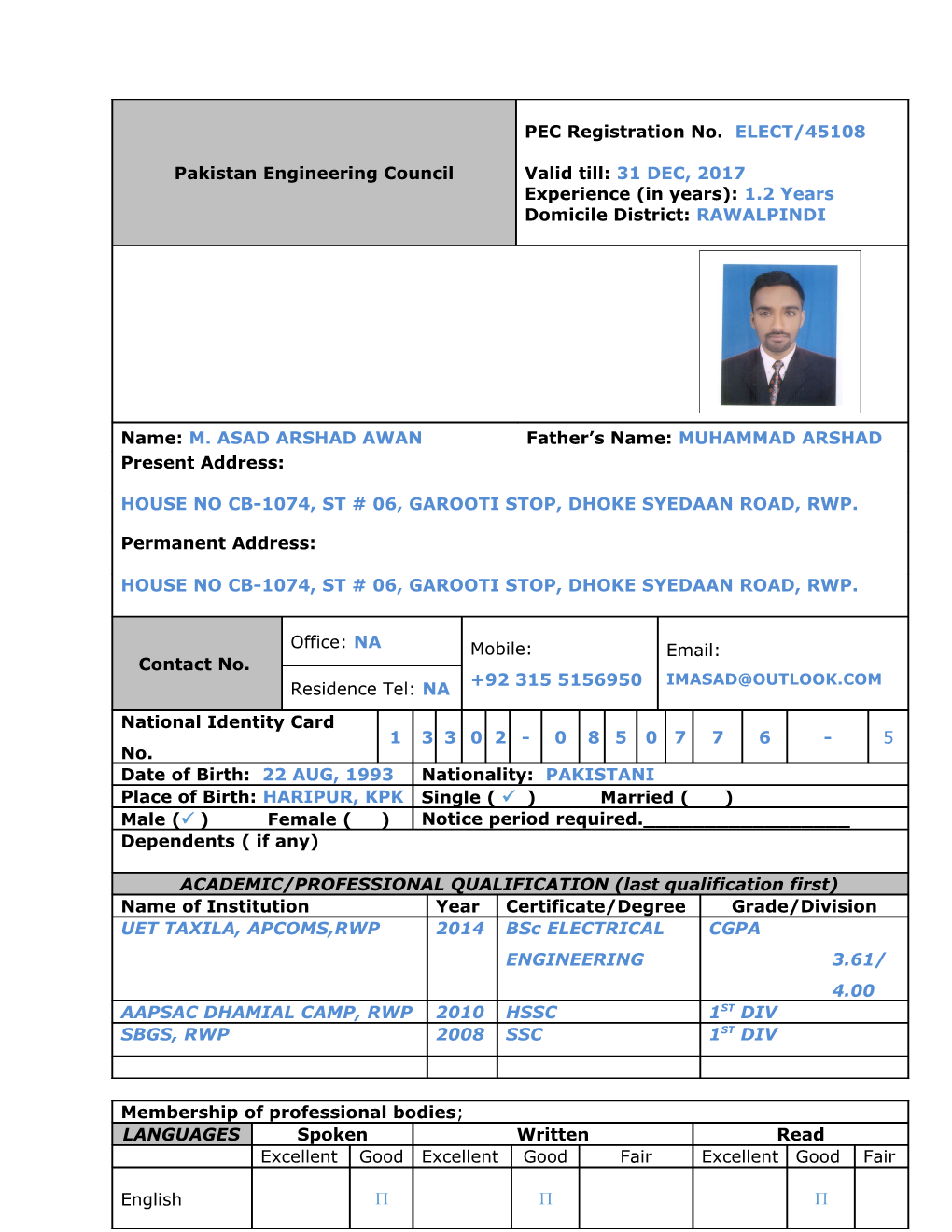 Present/Most Recent Employment s15