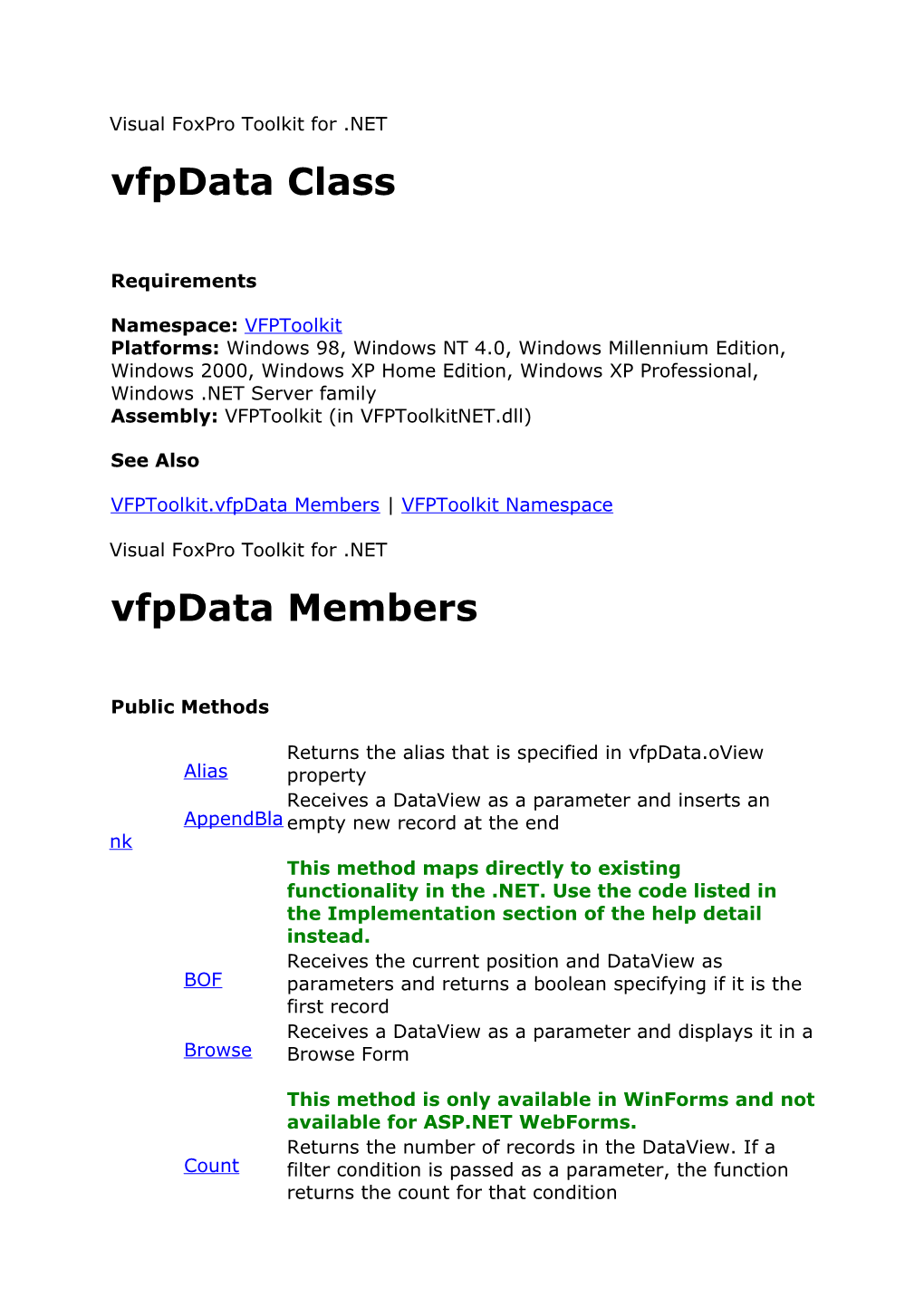 Vfpdata Class