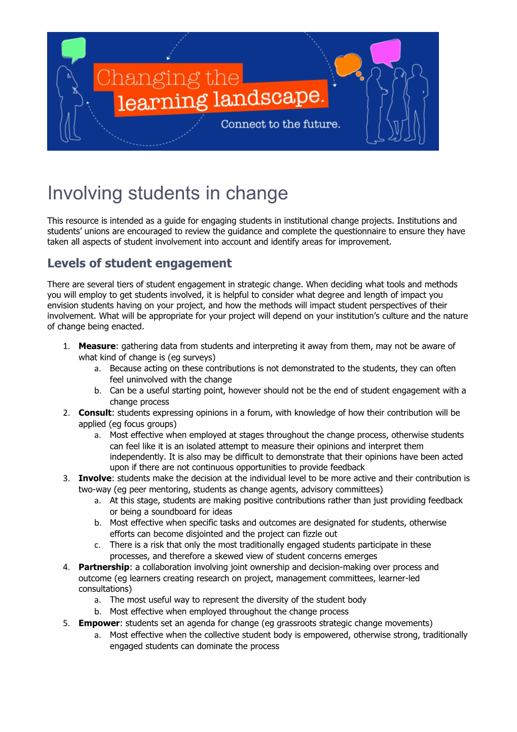 Levels of Student Engagement