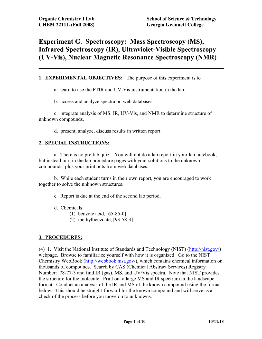 Organic Chemistry I Labschool of Science & Technology