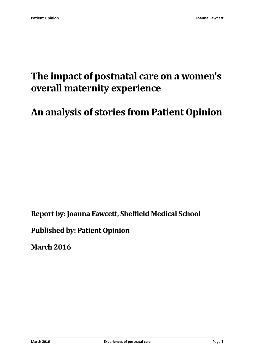 Patient Opinion Joanna Fawcett