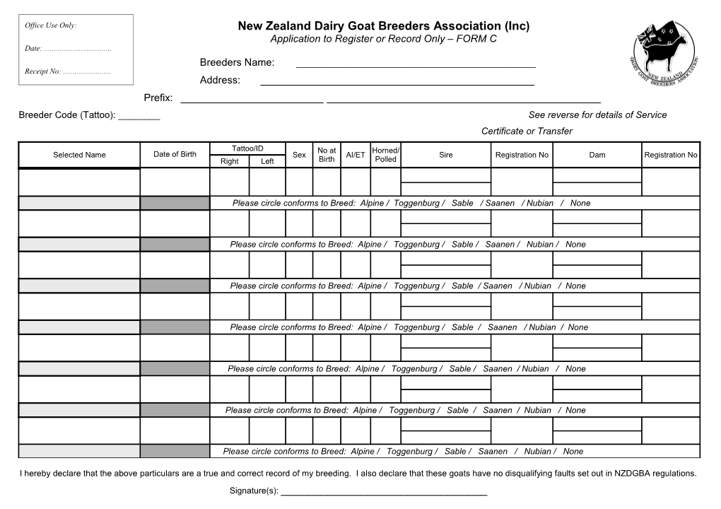 New Zealand Dairy Goat Breeders Association (Inc)