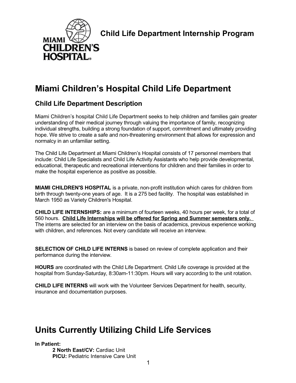 Miami Children S Hospital Child Life Department