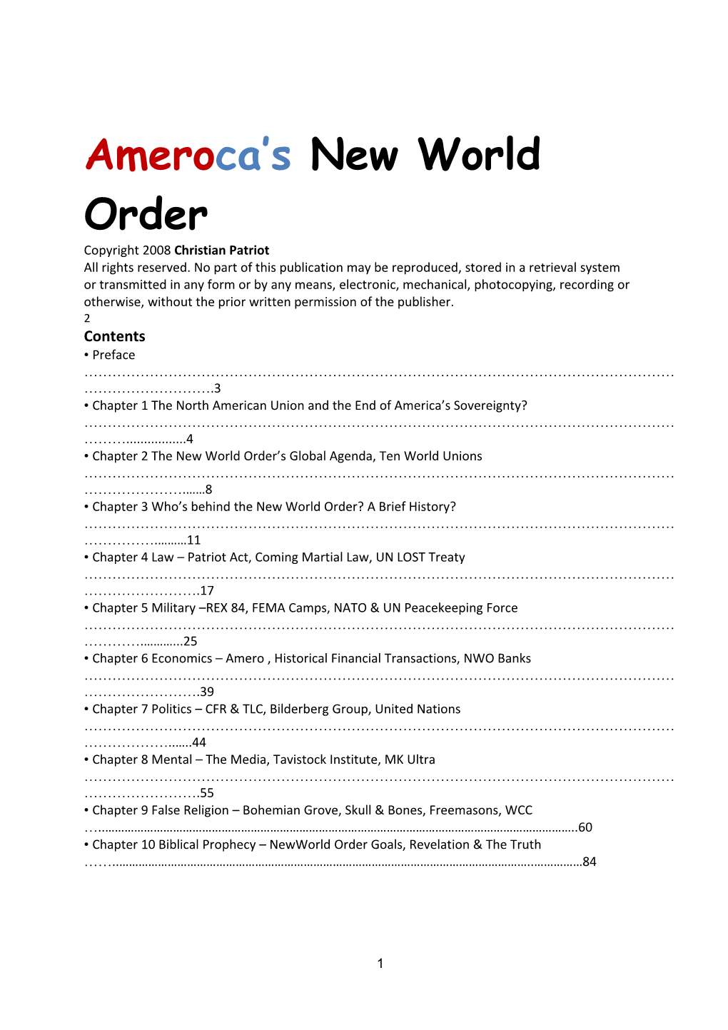 Ameroca S New World Order