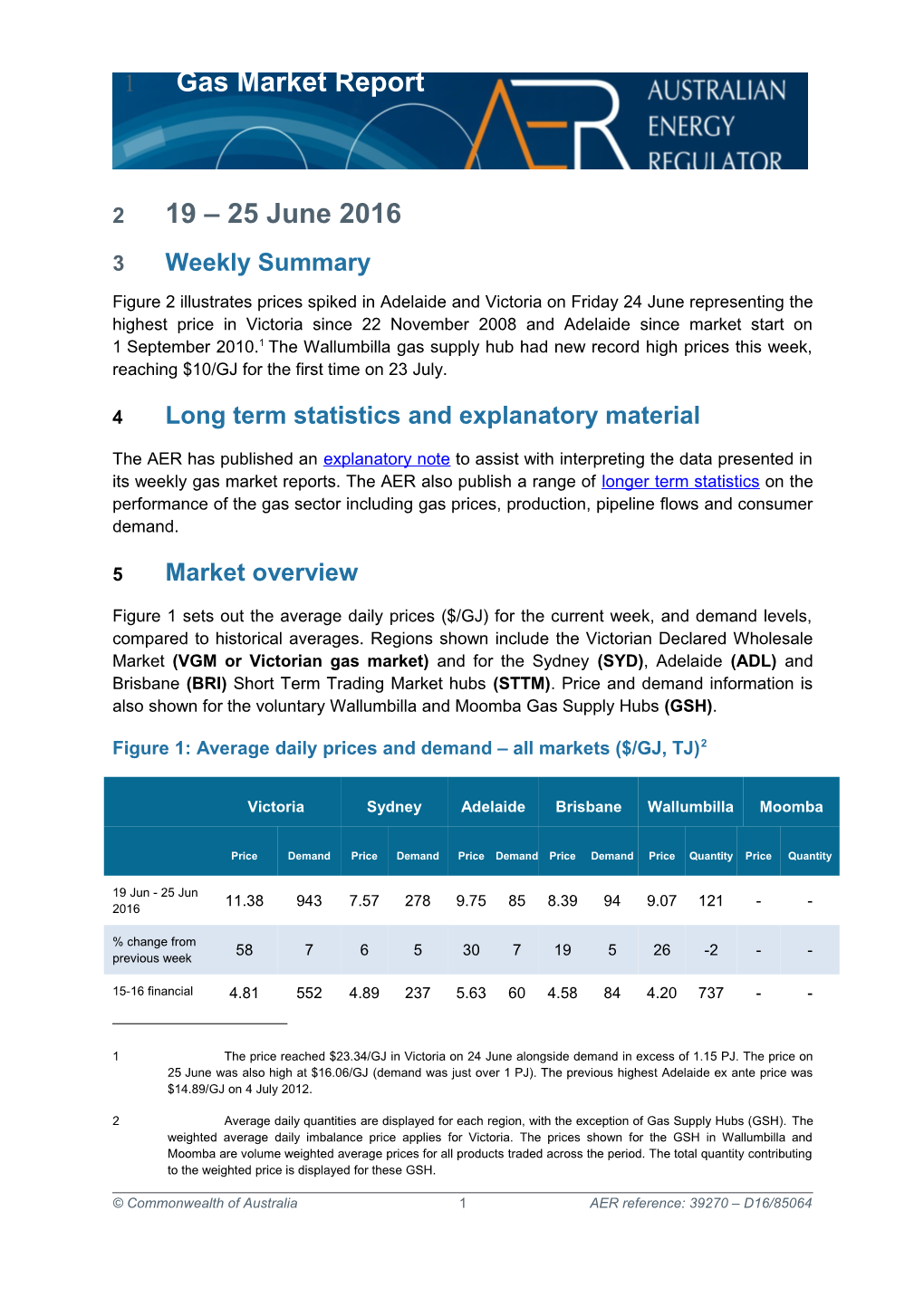 Long Term Statistics and Explanatory Material