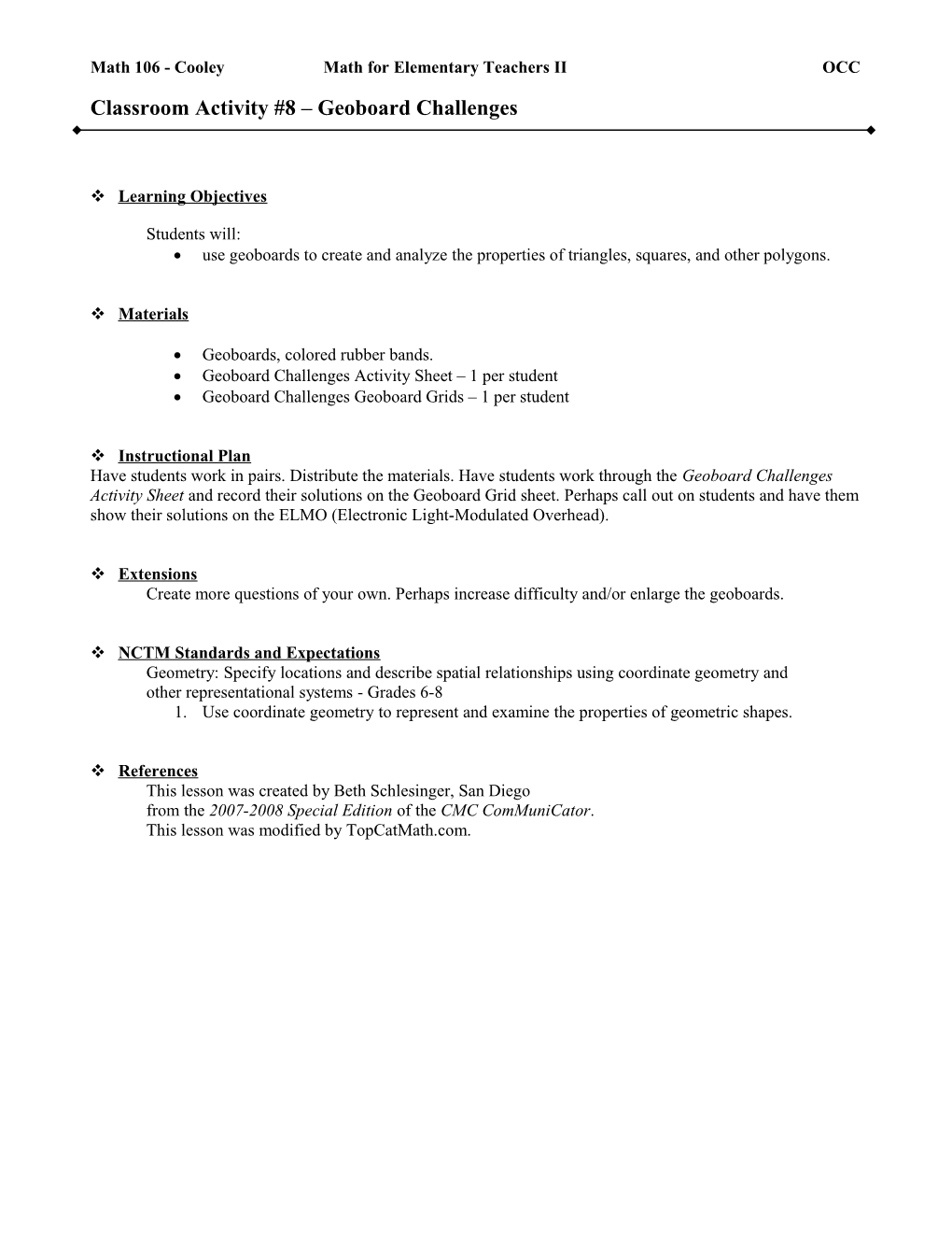 Math 106 - Classroom Activity #8