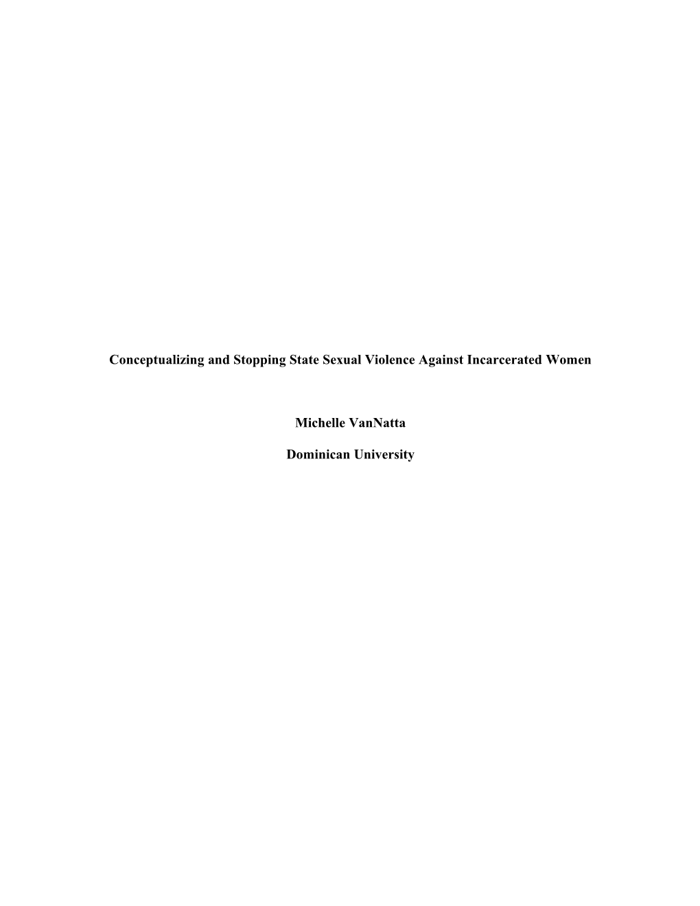 Conceptualizing and Stopping State Sexual Violence Against Incarcerated Women