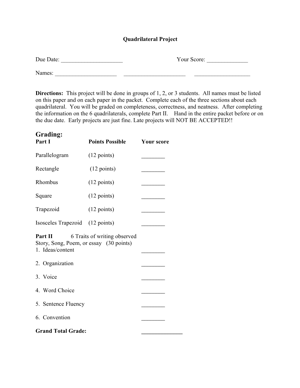 Quadrilateral Project