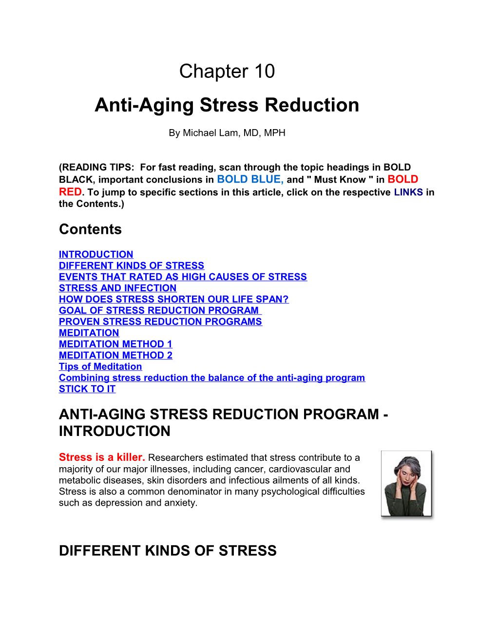 Anti-Aging Stress Reduction Program - Introduction