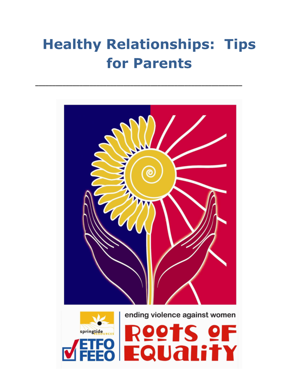 Healthy Relationships: Tips for Parents