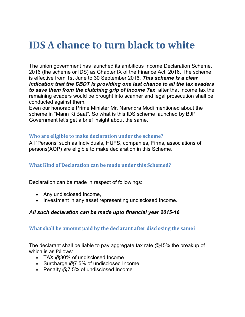 IDS a Chance to Turn Black to White
