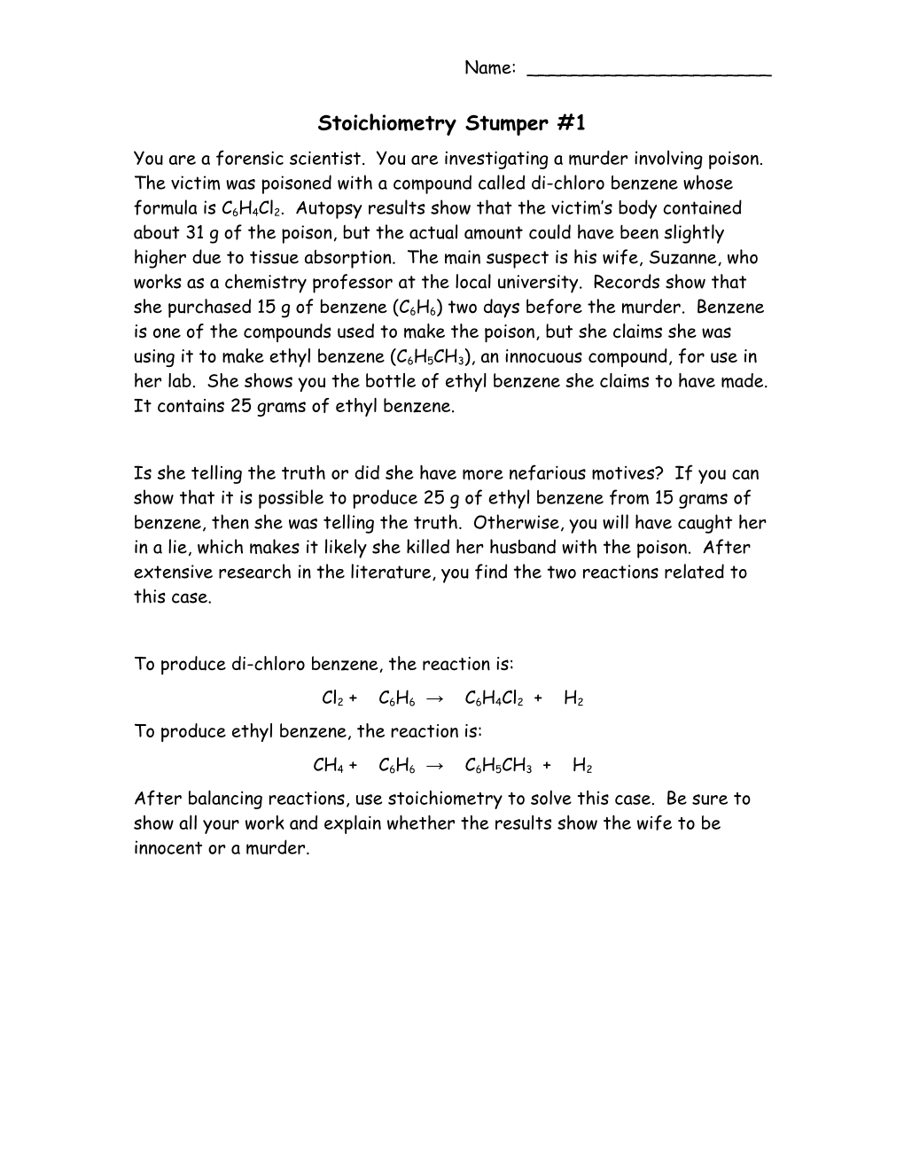 Stoichiometry Stumper #1