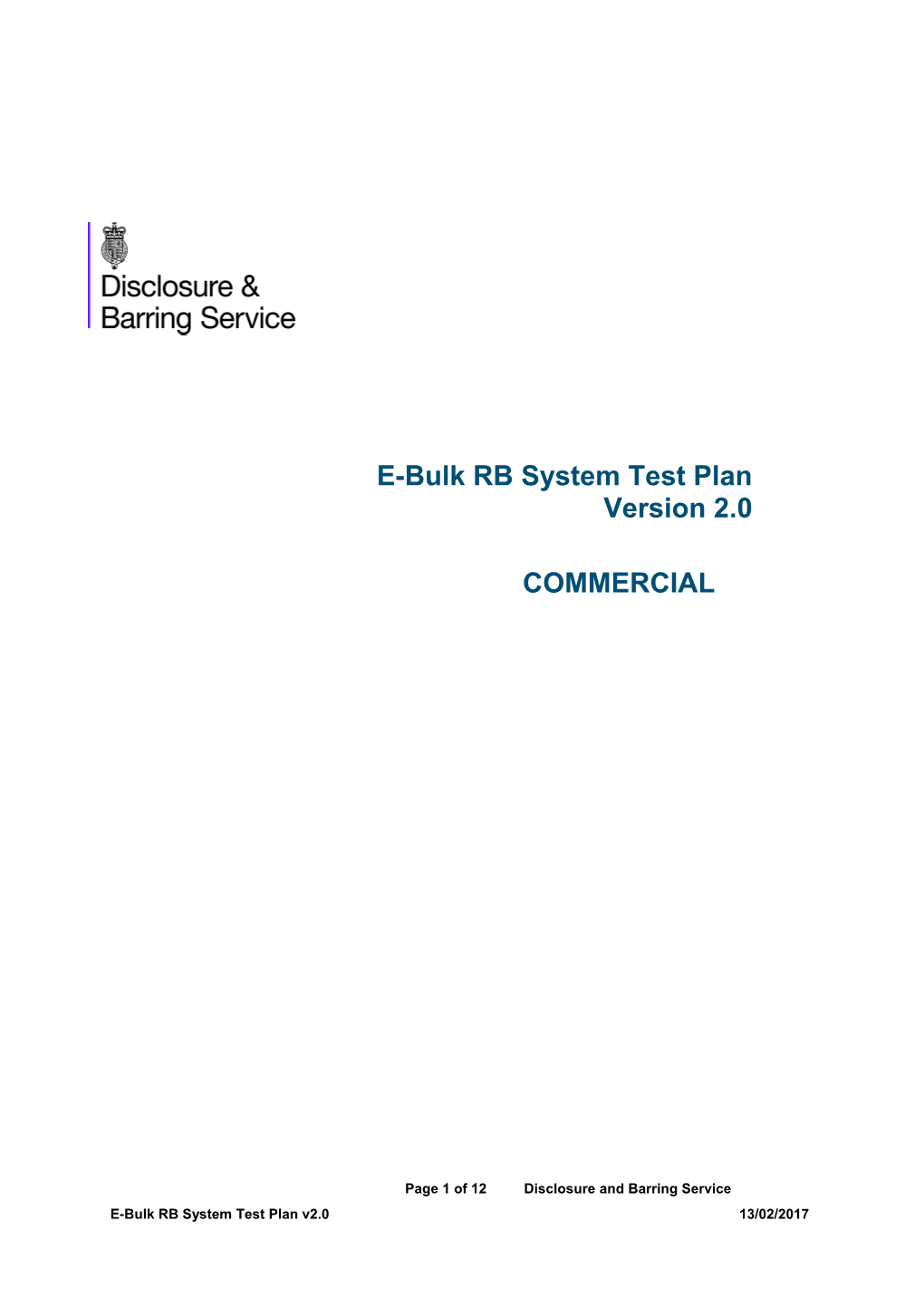 E-Bulk RB System Test Plan