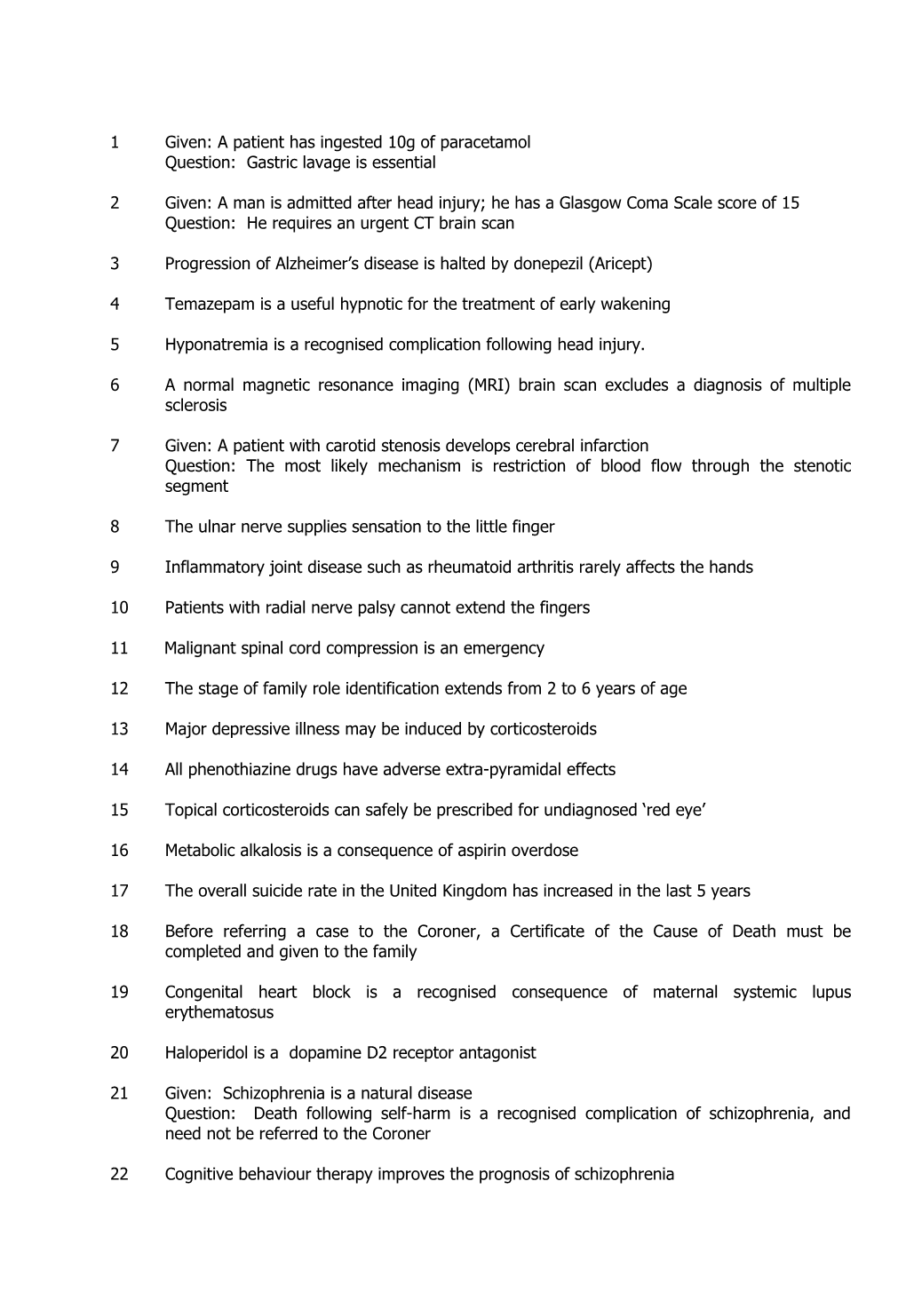 1 Given: a Patient Has Ingested 10G of Paracetamol