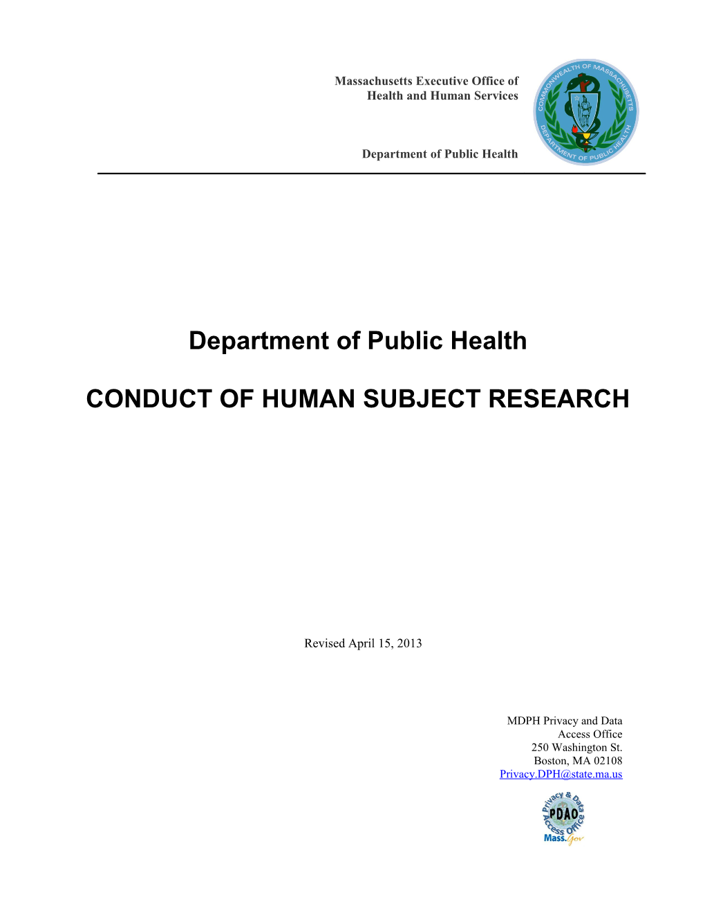 Conduct of Human Subject Research