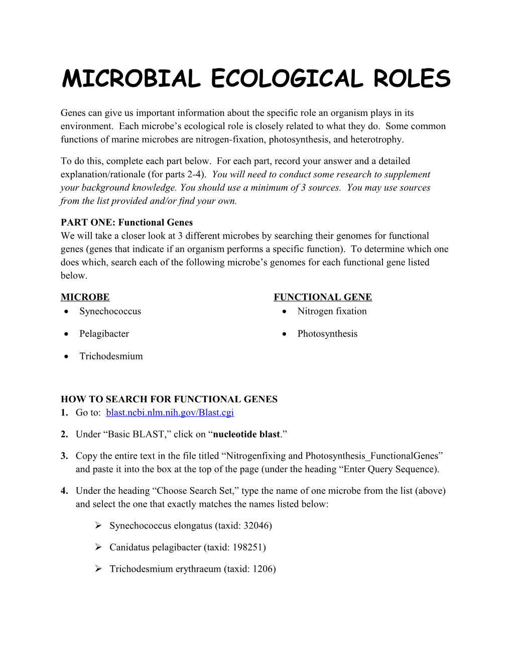 Microbial Ecological Roles
