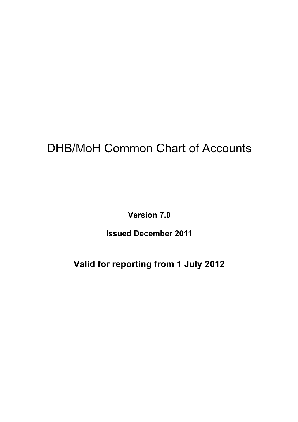 DHB Common Chart of Accounts