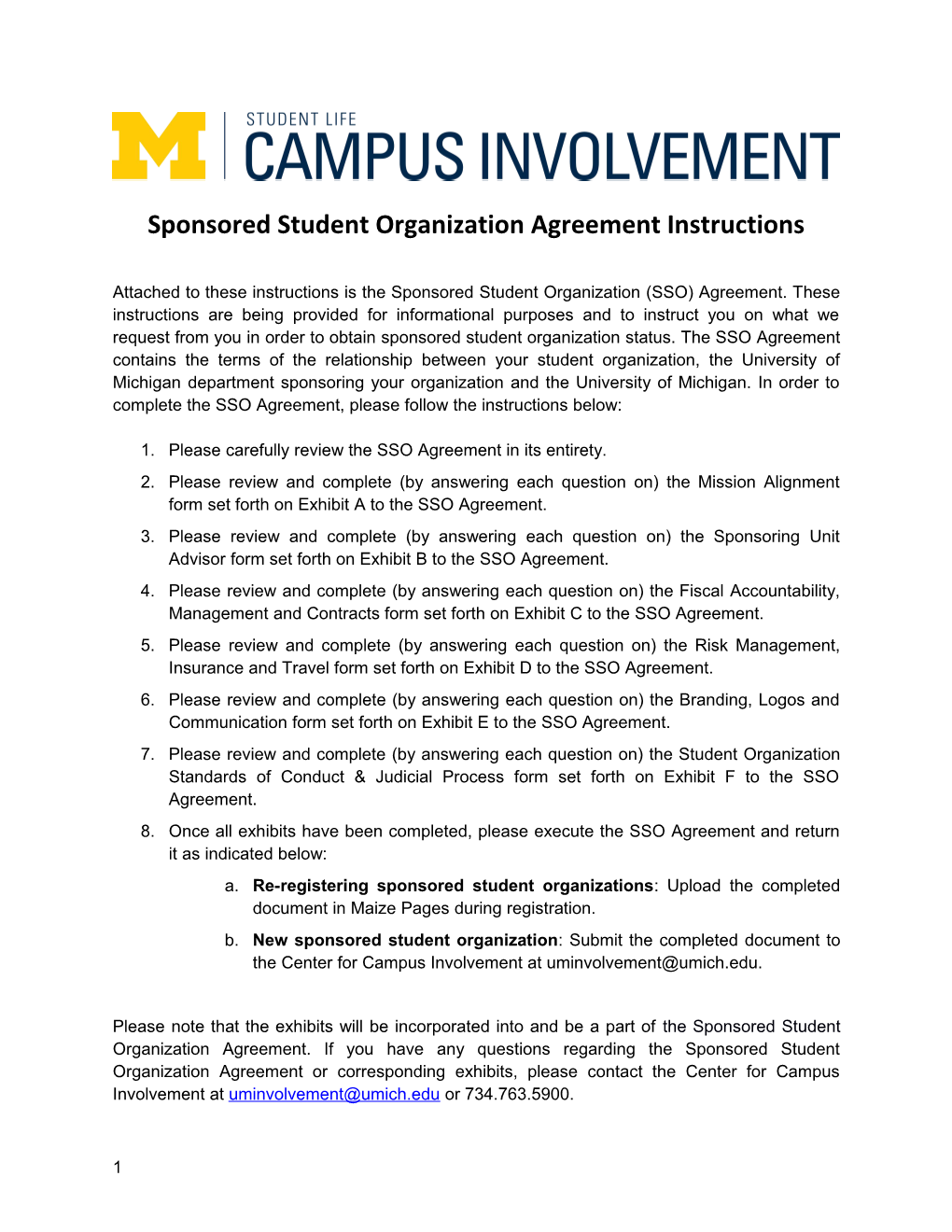 Sponsored Student Organization Agreement Instructions