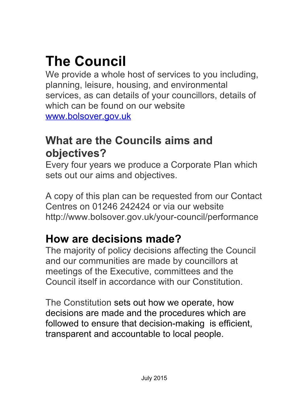 What Are the Councils Aims and Objectives?
