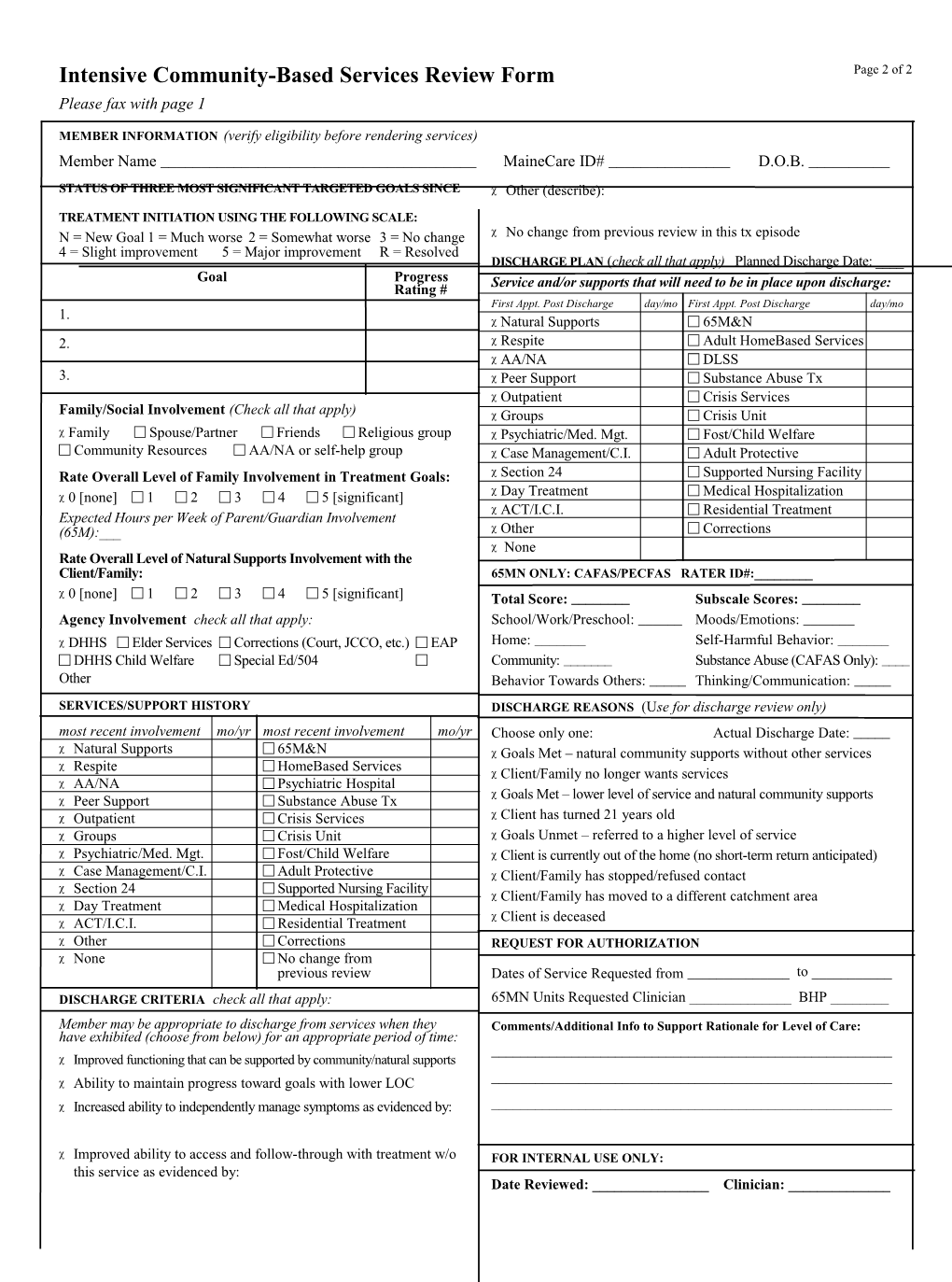 Beacon Intensive Community-Based Services Review Form/Maine