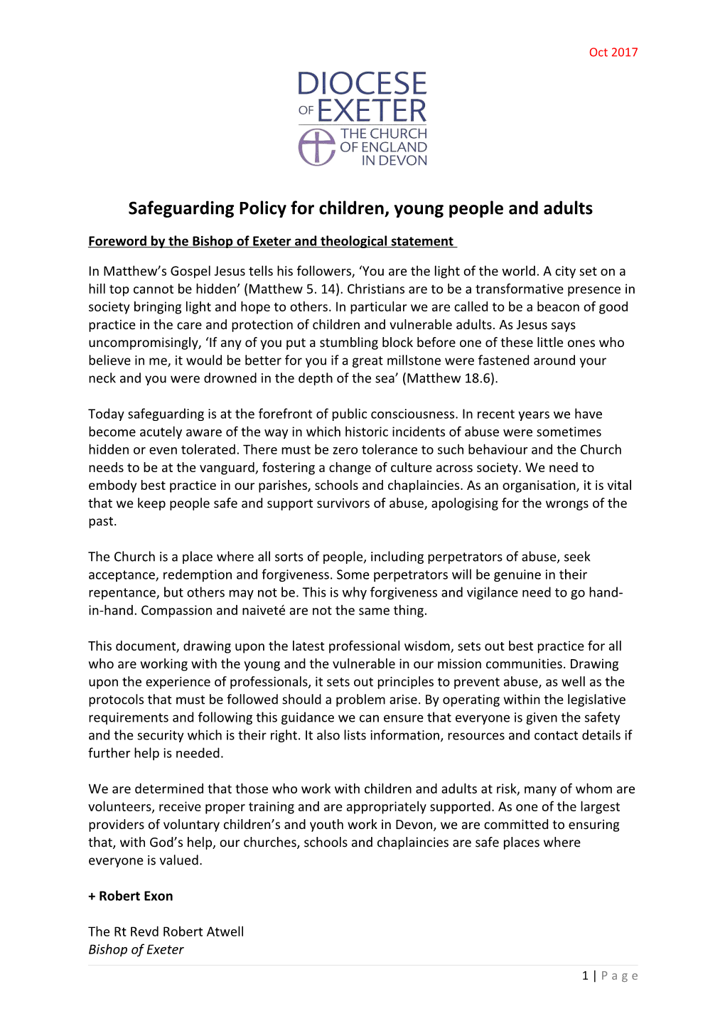 Safeguarding Policy for Children, Young People and Adults