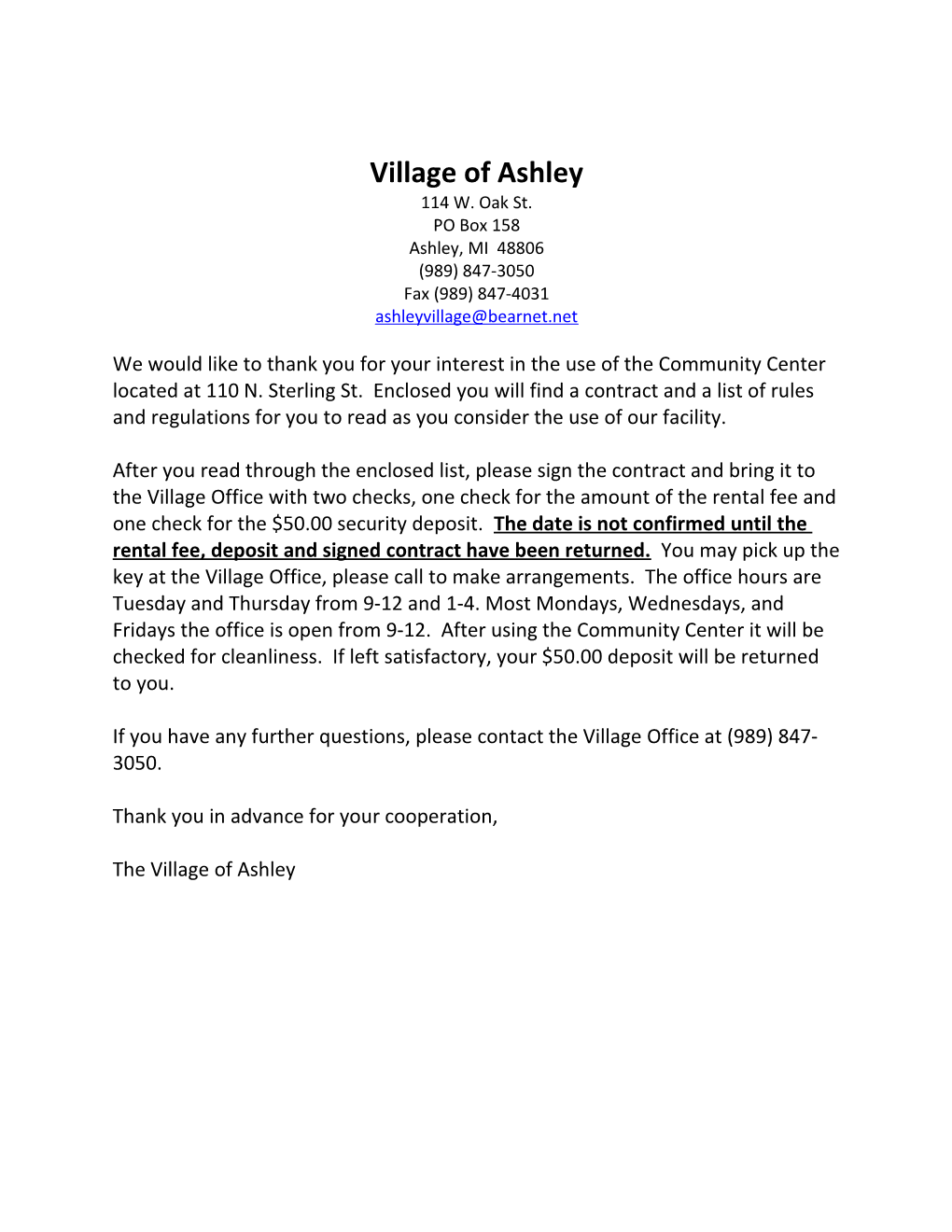 Village of Ashley