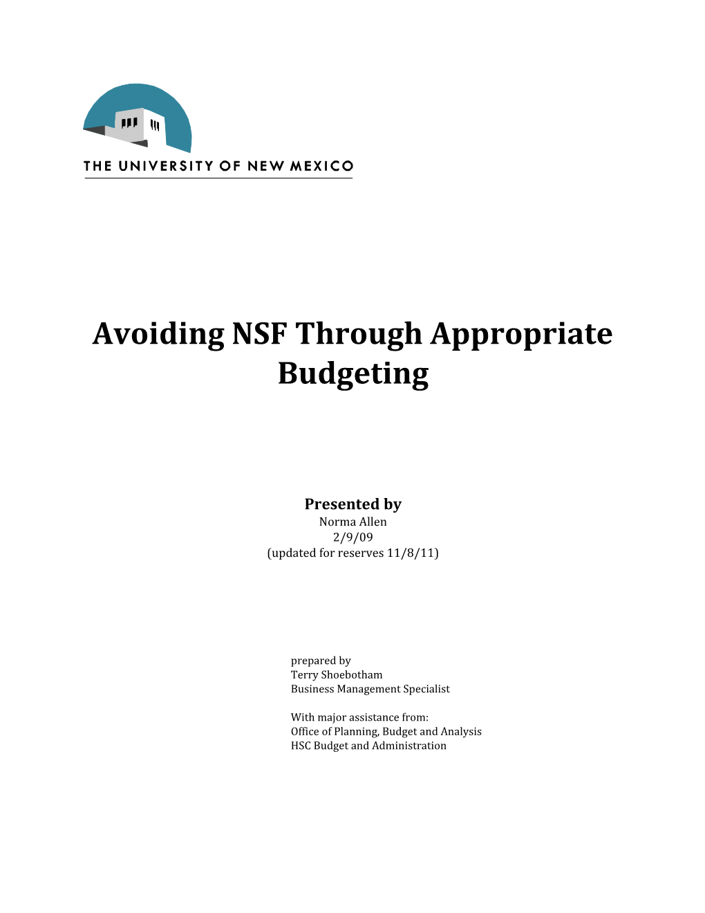 Avoiding NSF Through Appropriate Budgeting