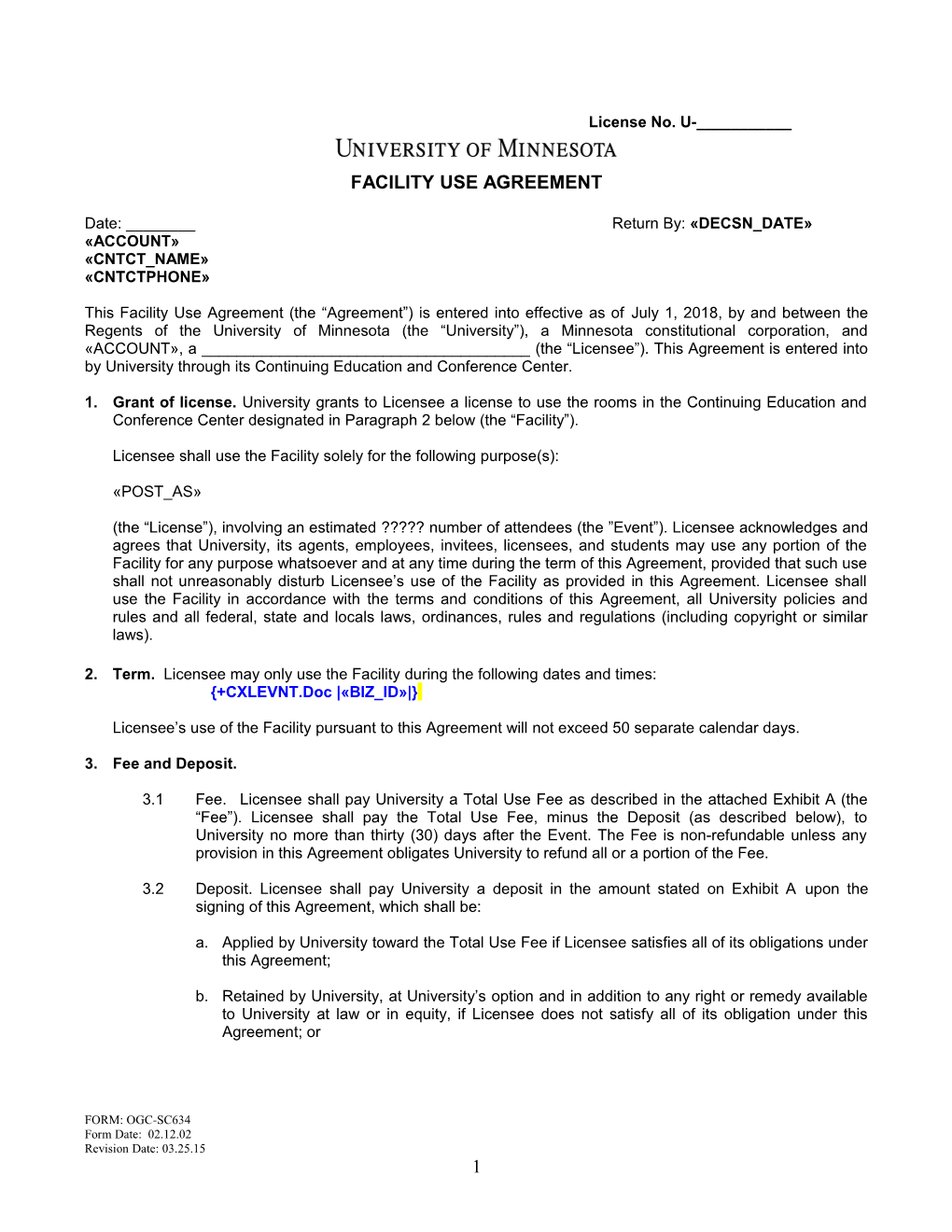 Facility Use Agreement s1