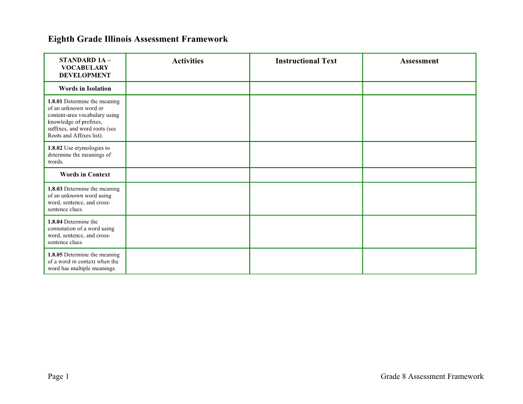 Third Grade Illinois Assessment Framework