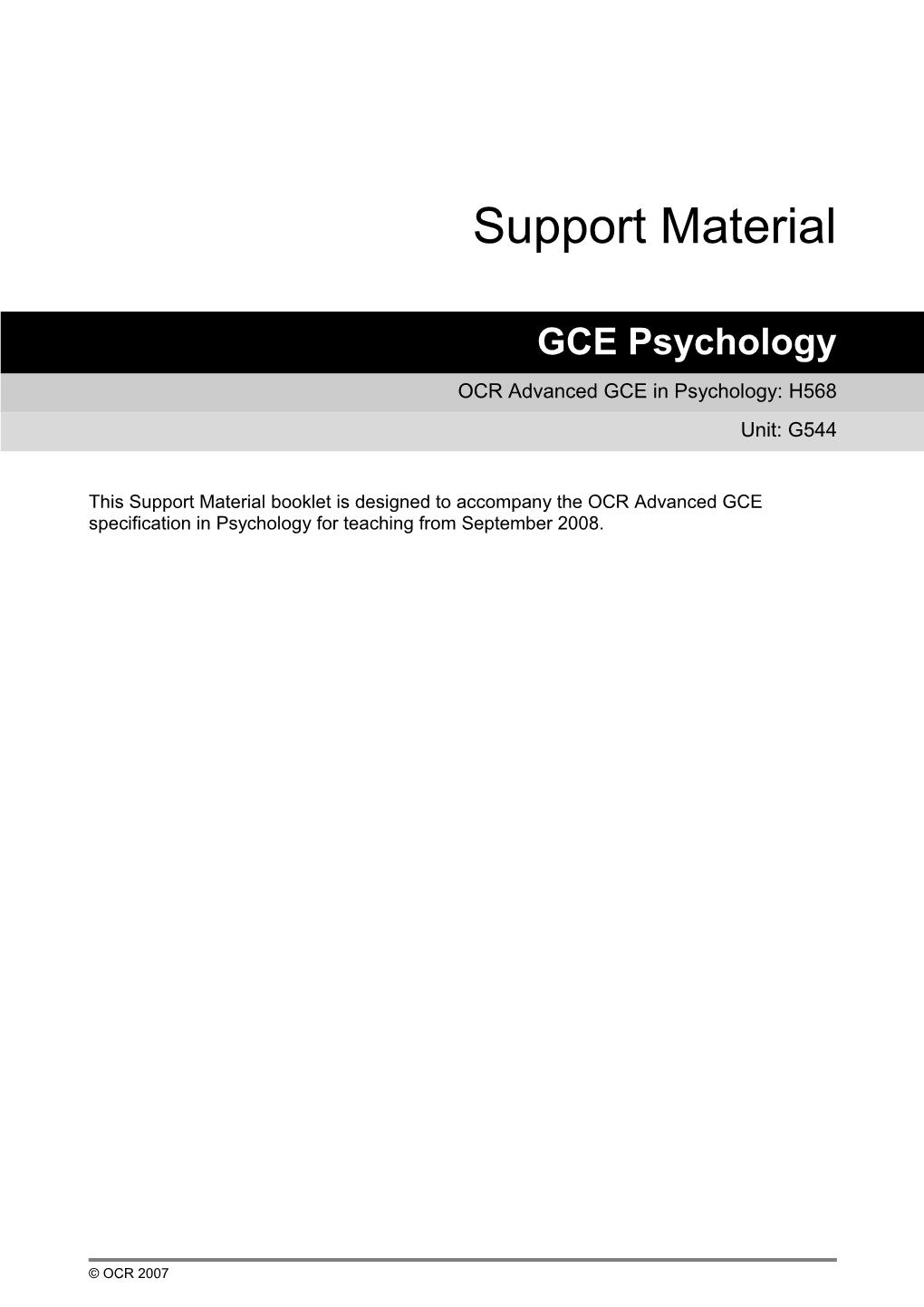 OCR Advanced GCE in Psychology: H568