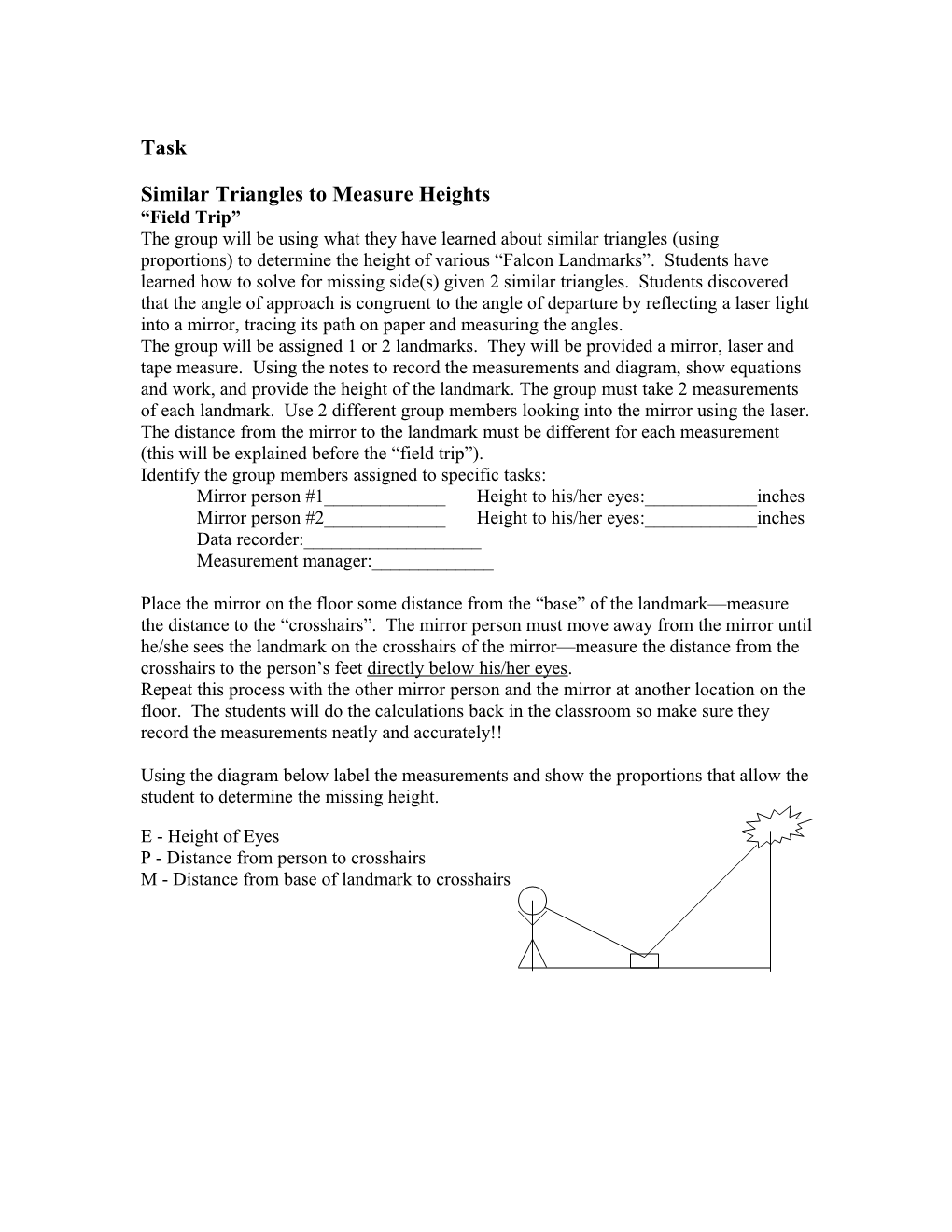 Similar Triangles to Measure Heights