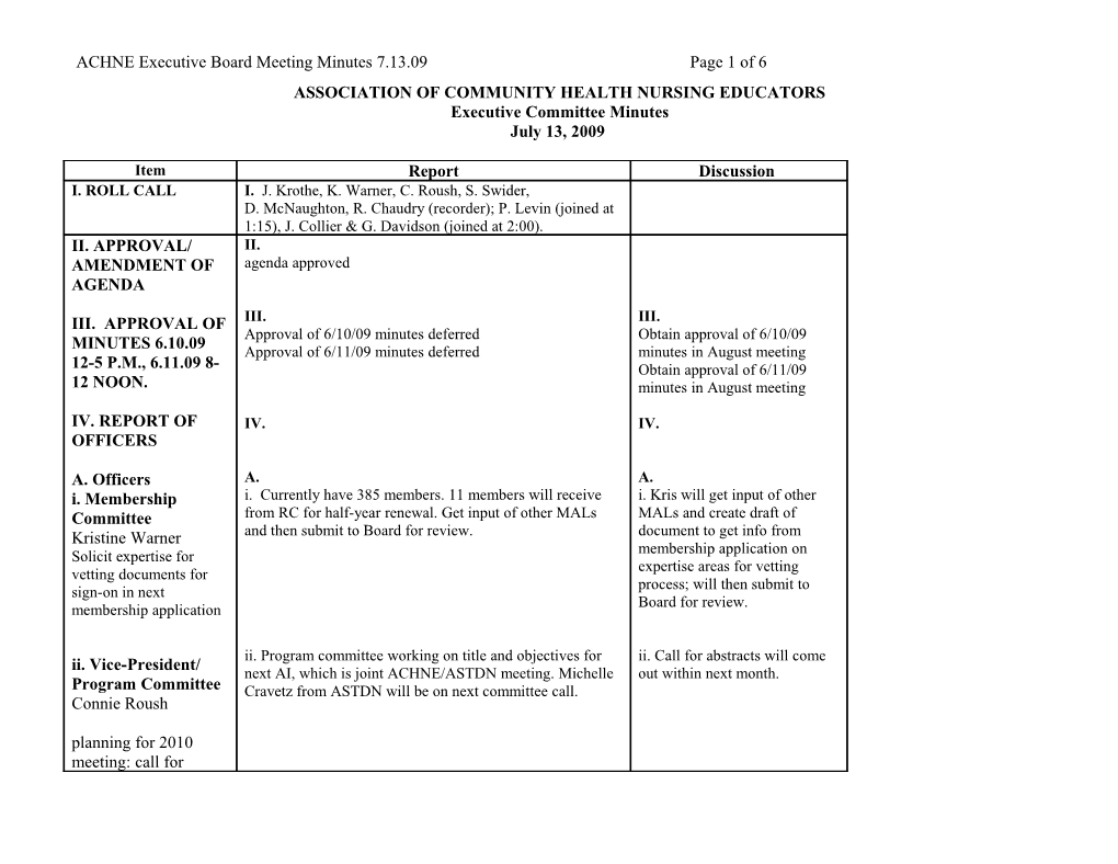 Minutes for ACHNE Executive Board Meeting 7