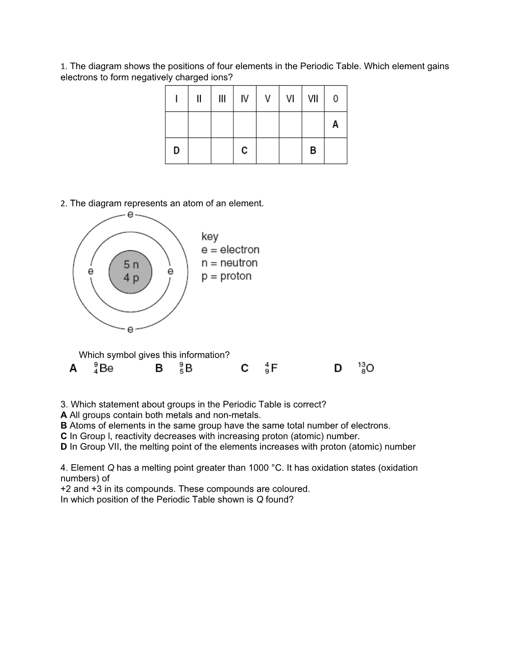 2. the Diagram Represents an Atom of an Element