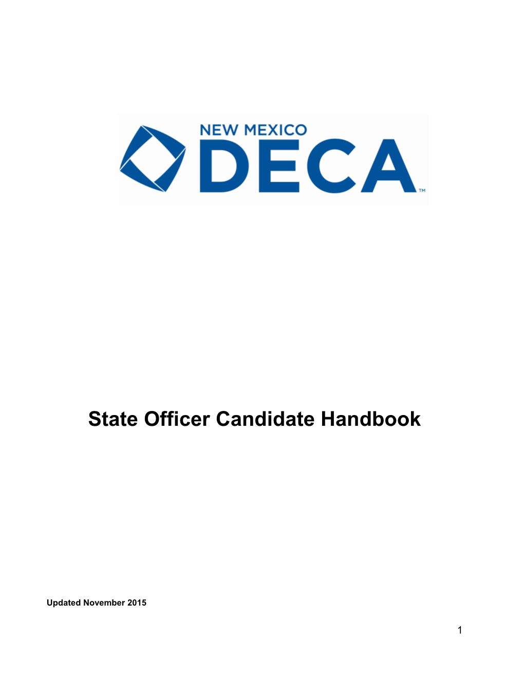 New Mexico DECA State Officer Candidate Application/Worksheet