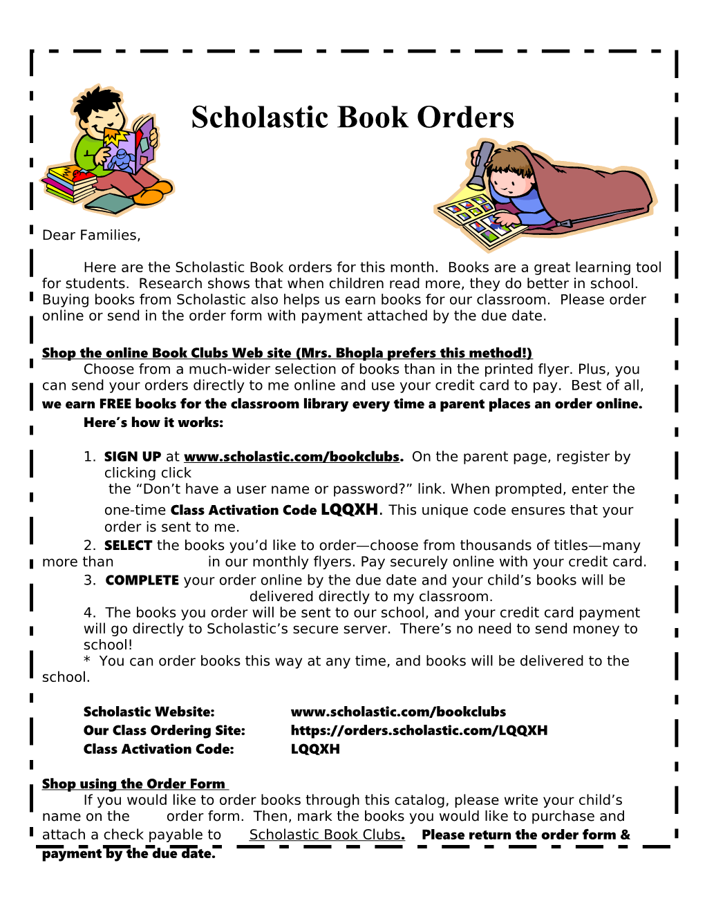 Scholastic Book Orders