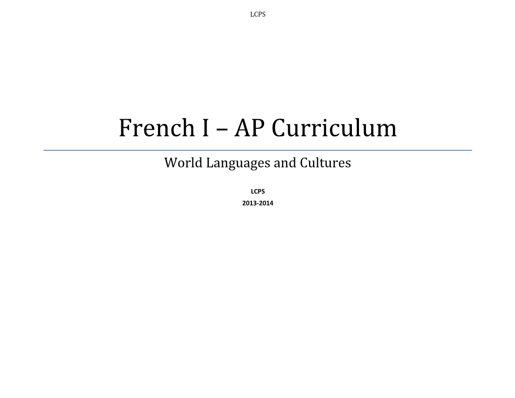 French II Curriculum s1