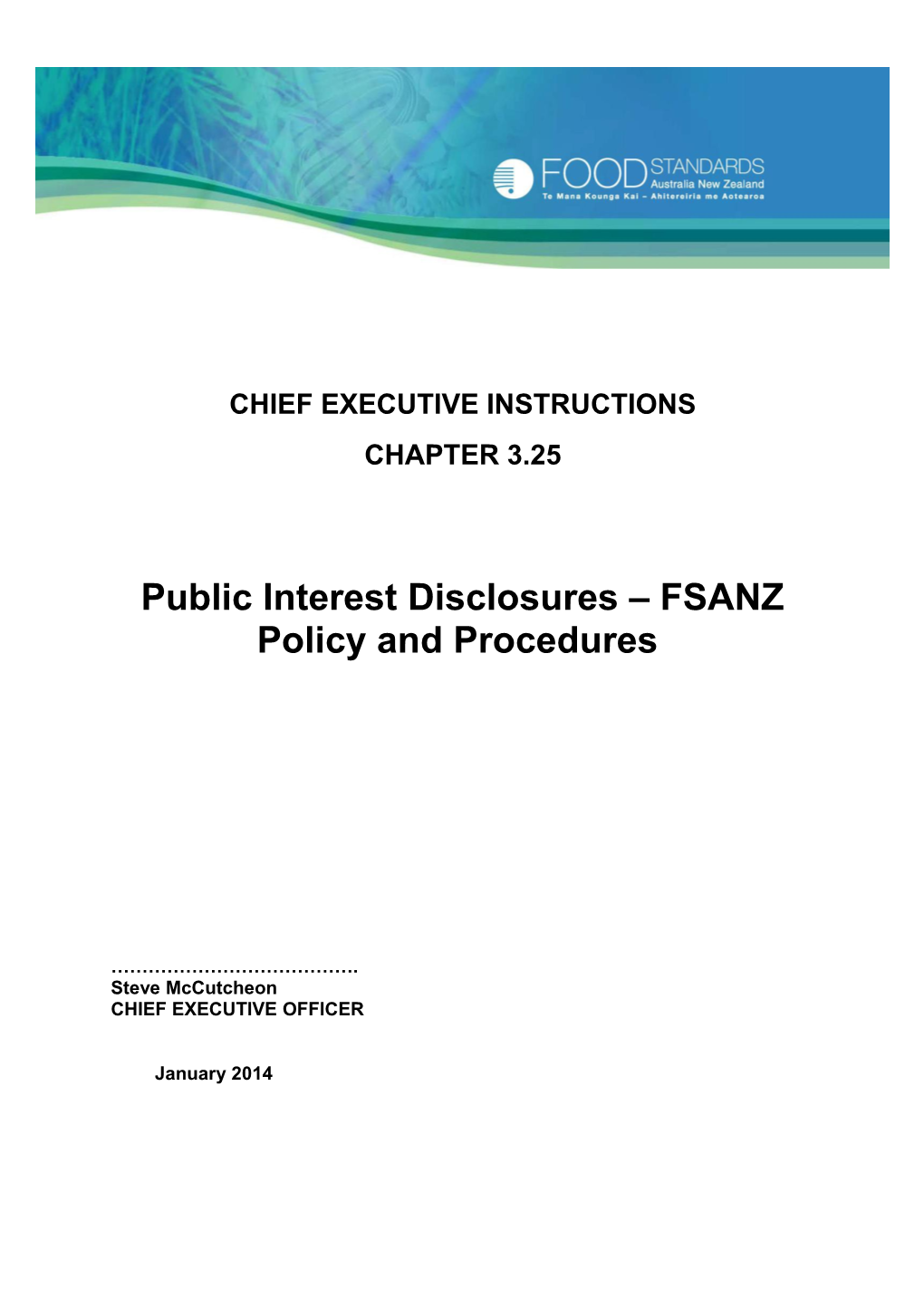 Public Interest Disclosures FSANZ Policy and Procedures