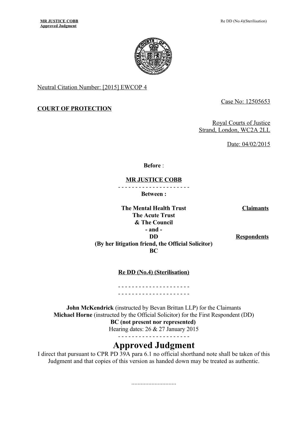 High Court Judgment Template s15