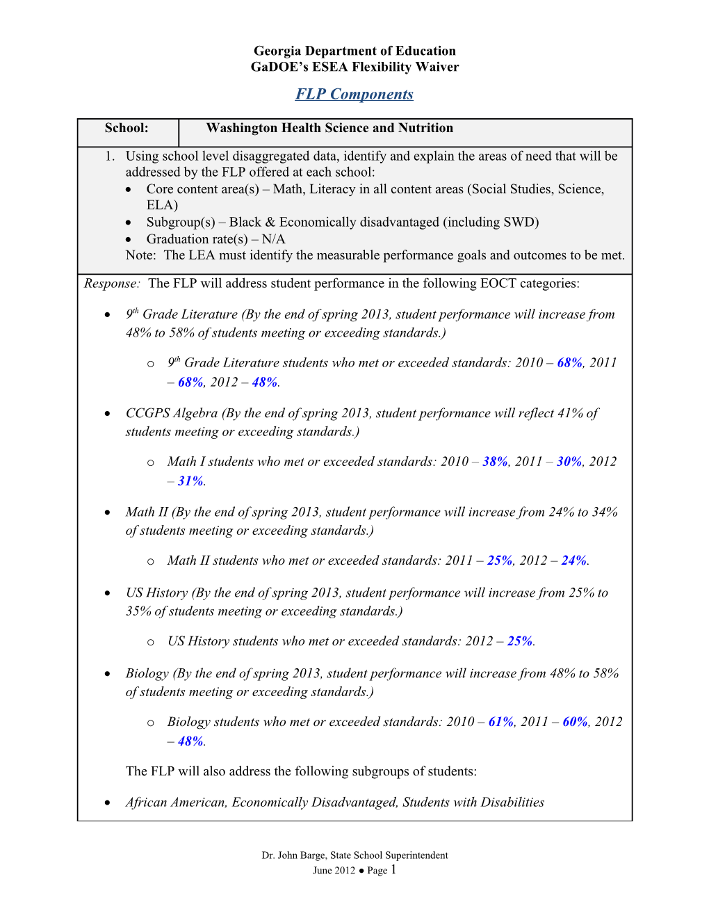 Gadoe S ESEA Flexibility Waiver