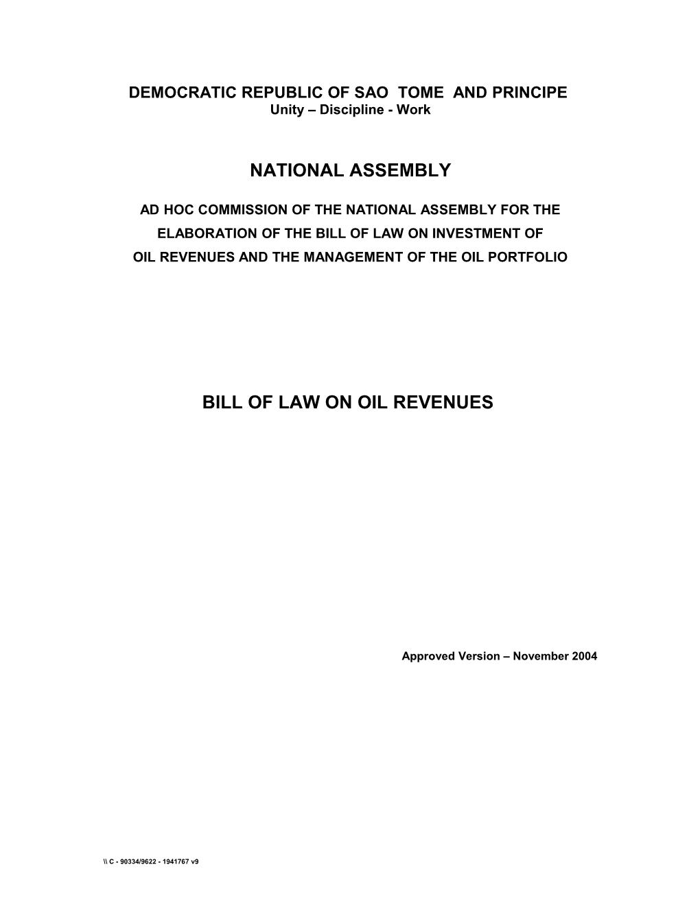 Oil Revenue Law Draft