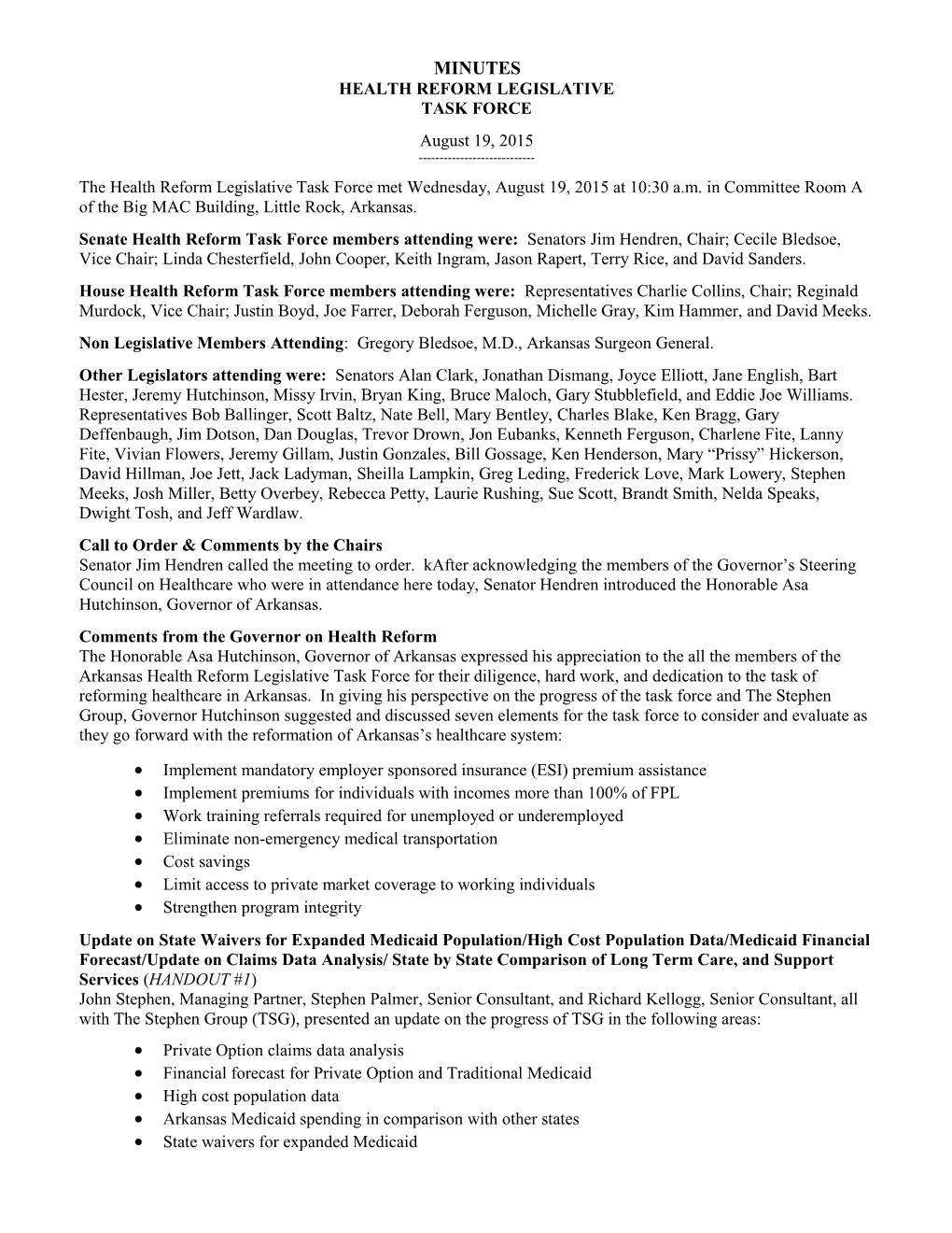 Health Reform Legislative Task Force Page 3 of 3