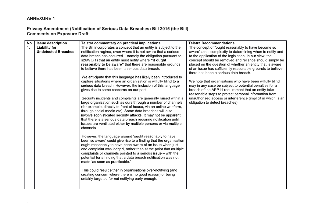 Privacy Amendment (Notification of Serious Data Breaches) Bill 2015 (The Bill)