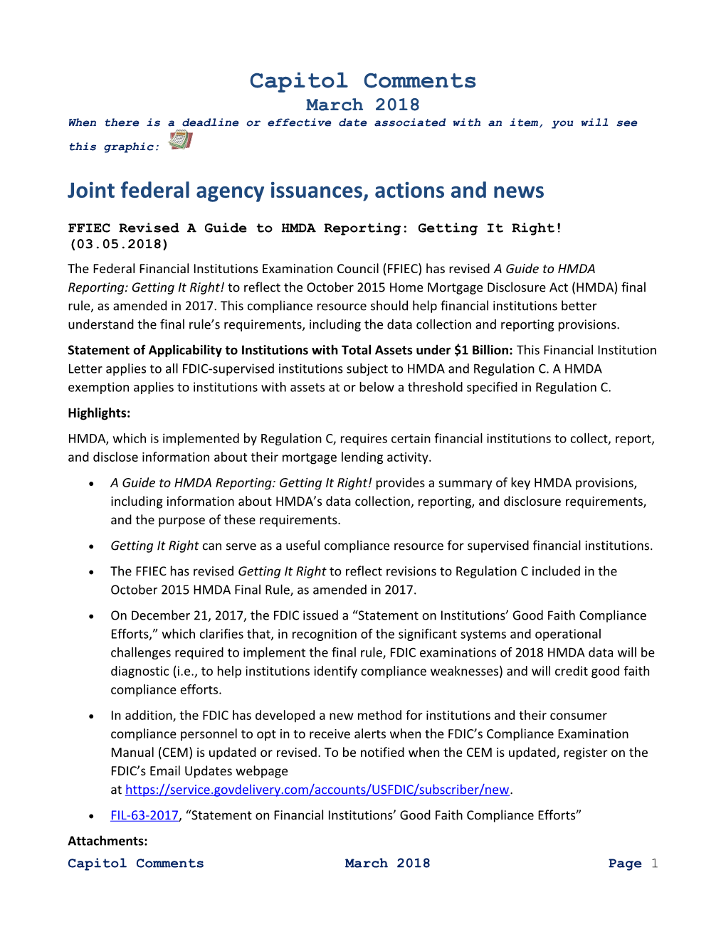 Joint Federal Agency Issuances,Actions and News