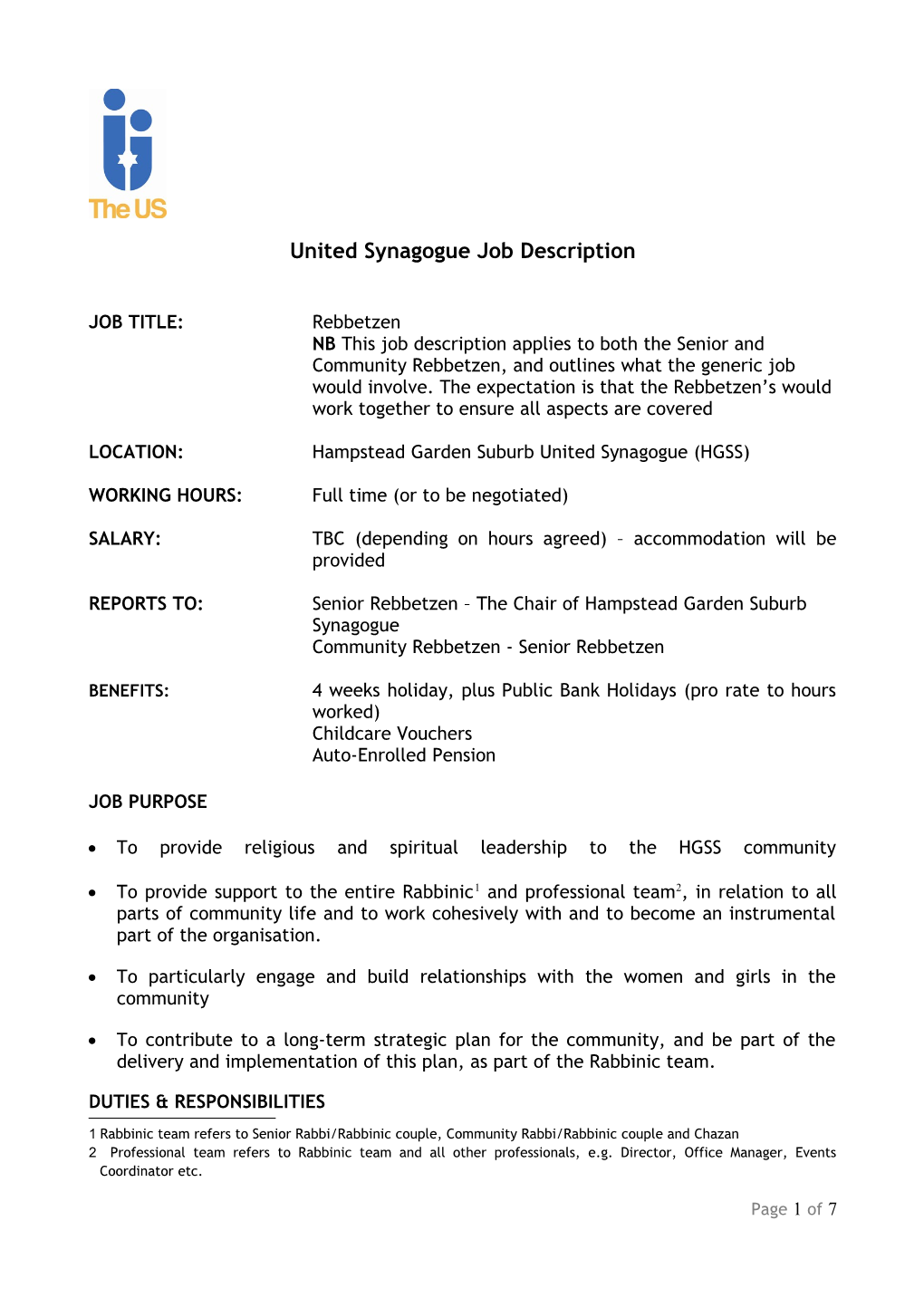 Job Description - Caretaker s1